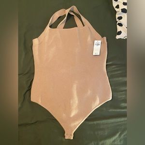 Beige sweater body suit